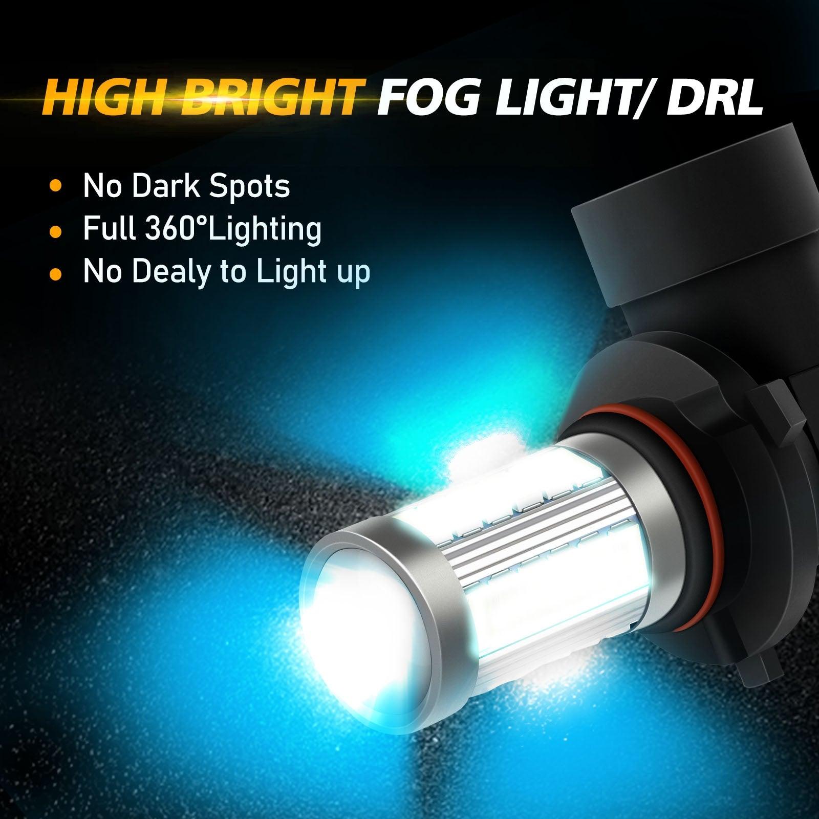 Auxbeam 9006 / HB4 LED Fog Light & DRL Bulbs – 33LED Series, 50W, 4000LM, Ice Blue (2 Pack)
