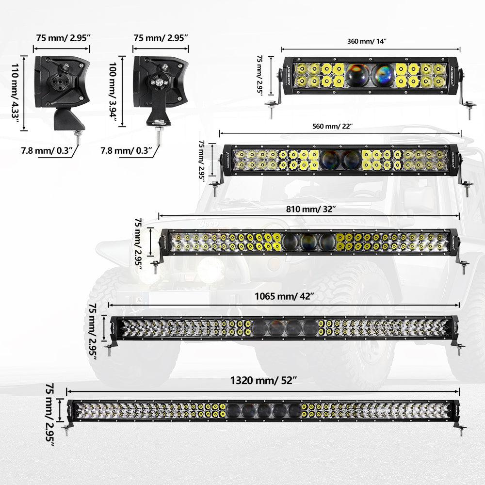 Auxbeam 5D-PRO Series 12" LED Light Bar – 12,000LM, Spot Beam, Off-Road