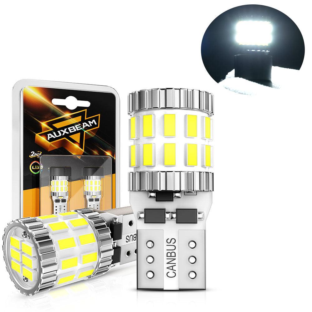 Auxbeam 168 / 2825 W5W T10 LED Bulbs – B1 Series, 3W, White, 400% Brighter, CANBUS Error-Free, License Plate / Side Marker / Interior Lights (2 Pack)