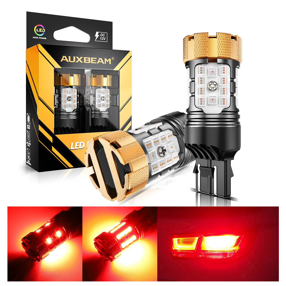 Auxbeam T20 / 7443 / 7440 LED Brake & Tail Light Bulbs – B21-PRO Series, 50W, 4000LM, Red, CAN-Bus Error-Free (2 Pack)