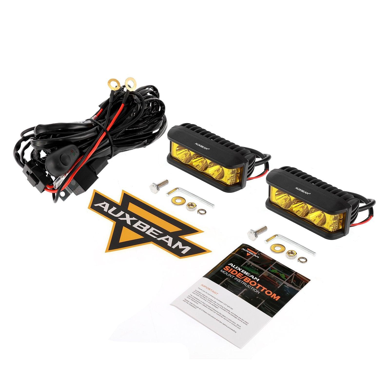 Auxbeam R5 Series 5" 68W LED Pod Lights – Amber Square, Side Shooter Spot Beam