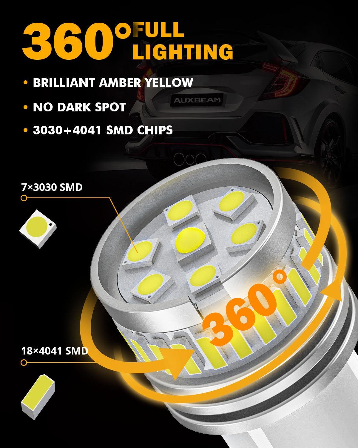 Auxbeam 1157 BAY15D LED Bulbs – B1 Series, Backup/Reverse/Turn Signal/Brake/Tail Lights, 11W, 4000LM, 6500K White (2 Pack)