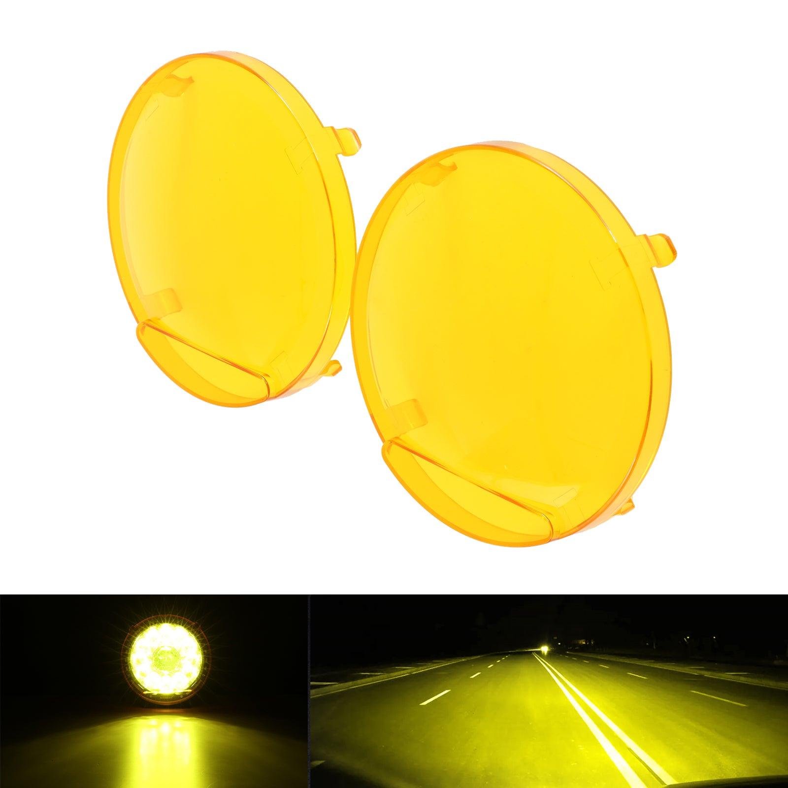 Auxbeam 9" Round LED Light Covers – Amber (2-Pack)