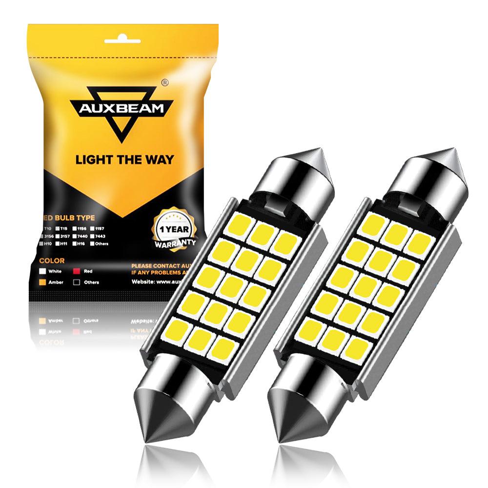 Auxbeam 41mm Festoon LED Interior Light Bulbs – 578 / 211-2 / 212-2 / 214-2, 2.7W, 500LM, 6500K White (2 Pack)