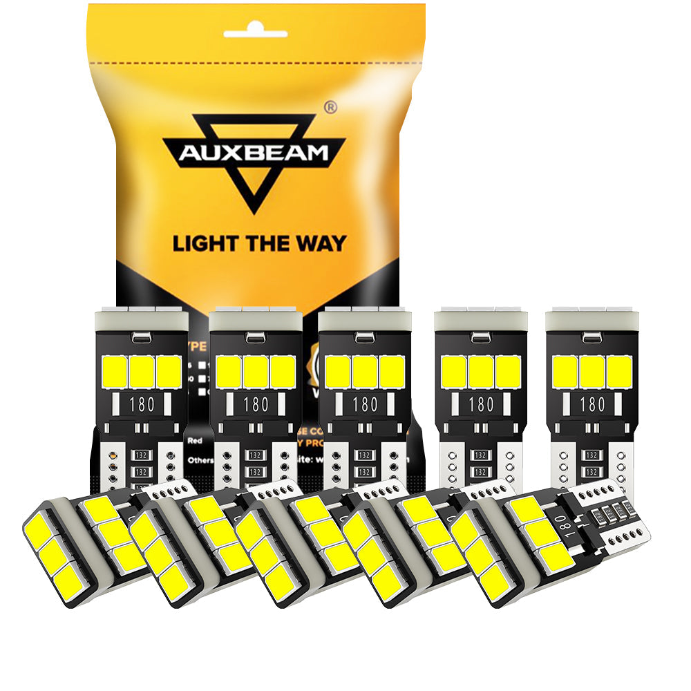 Auxbeam 168 / 2825 W5W T10 LED Bulb – License Plate / Side Marker / Interior Light, 5W, White, 300% Brighter, CAN-Bus Error-Free