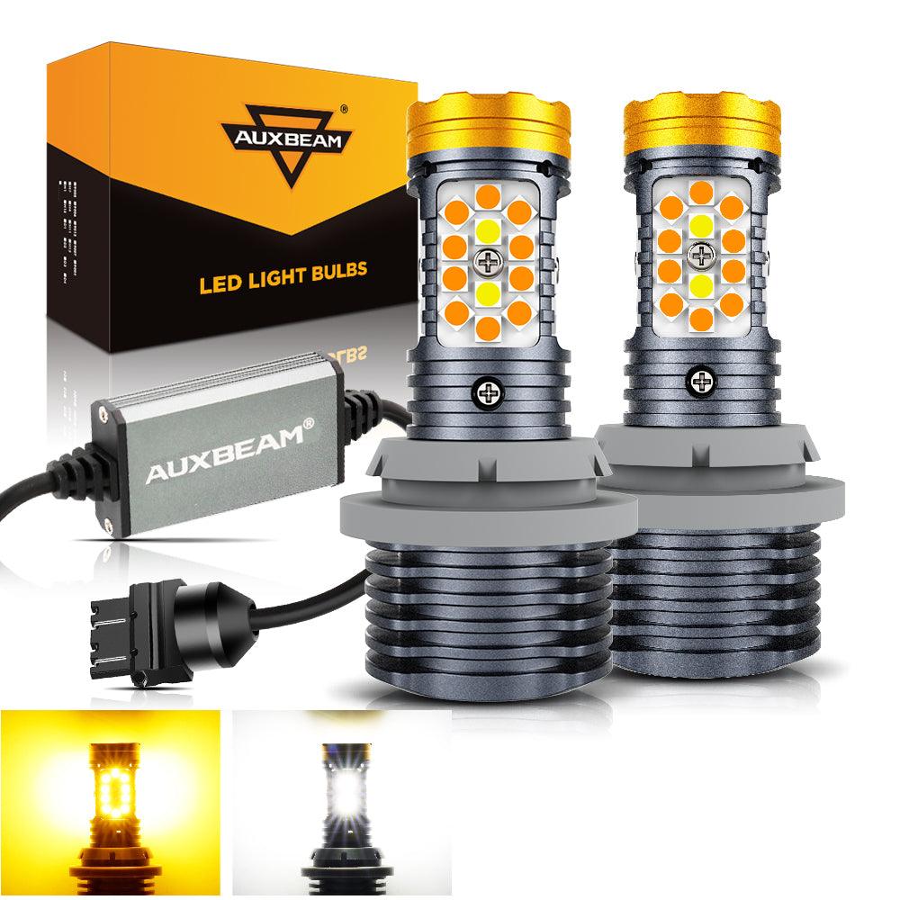 Auxbeam T25 / 3157 / 3156 LED Turn Signal & DRL Bulbs – B31 Series, 800% Brighter, Switchback White & Amber, CAN-Bus Error-Free (2 Pack)