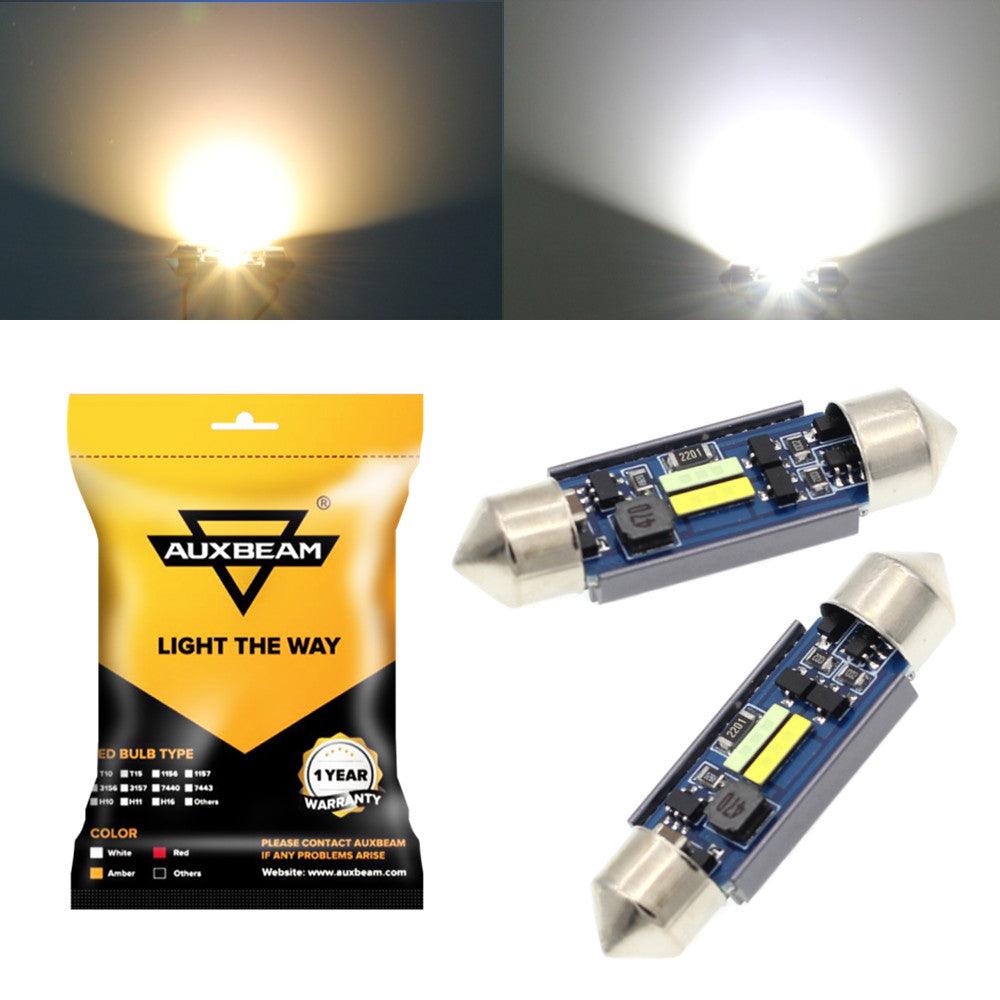 Auxbeam Dual Color Switchback Festoon LED Bulbs – 31mm /41mm / 42mm, 1860CSP, 6500K Cool White & 5000K Natural White, CANBUS, Interior/Dome/Map/License Plate (2 Pack)