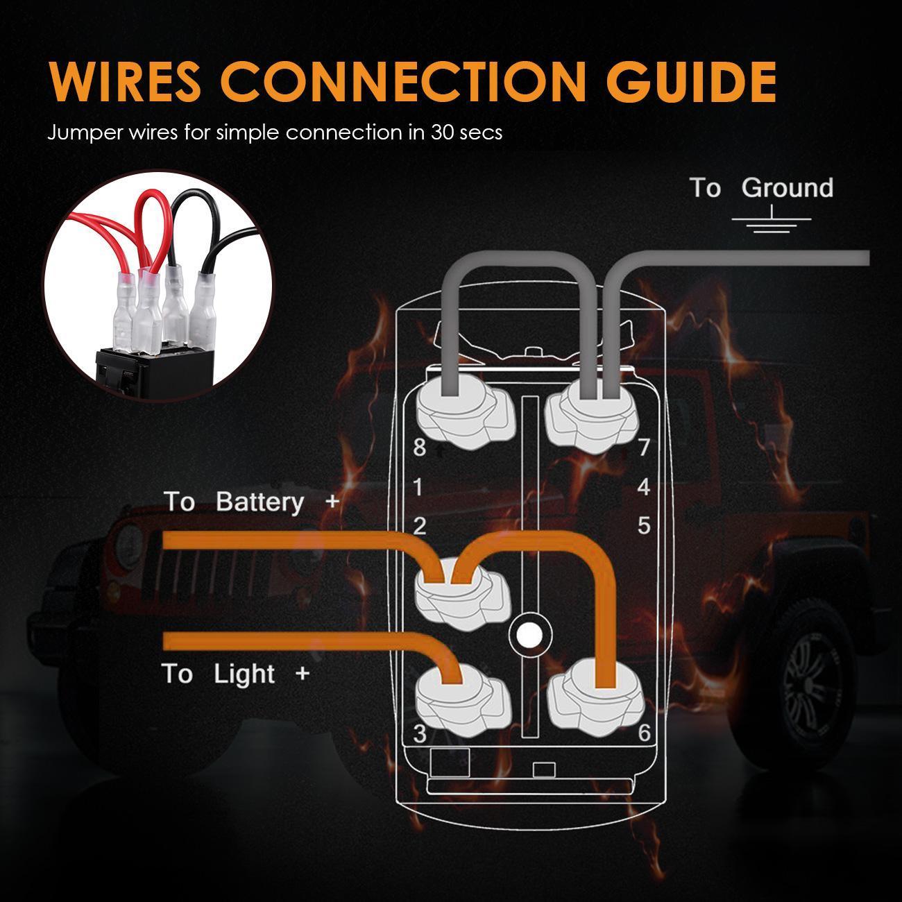 Auxbeam 5-Pin Laser On/Off Switch – 20A 12V / 10A 24V, Jumper Wires Included