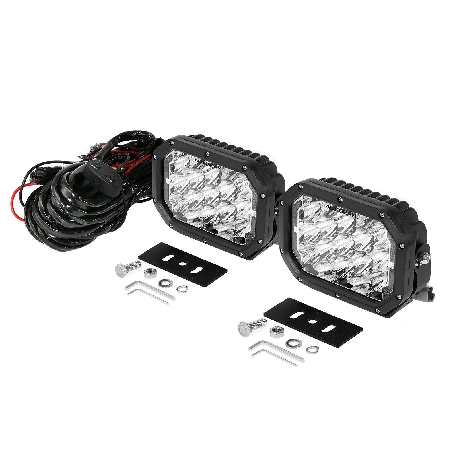 Auxbeam 7x5" Rectangle LED Pods – White Spot Beam with DRL