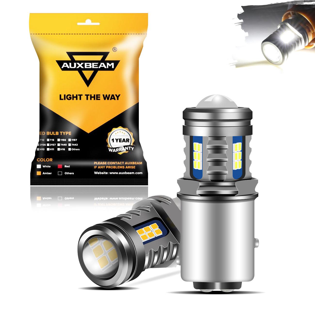 Auxbeam Y2 Series LED Bulbs – 3-Sided Cool White, Brake/Turn/Reverse/Side Marker/DRL (2 Pack)