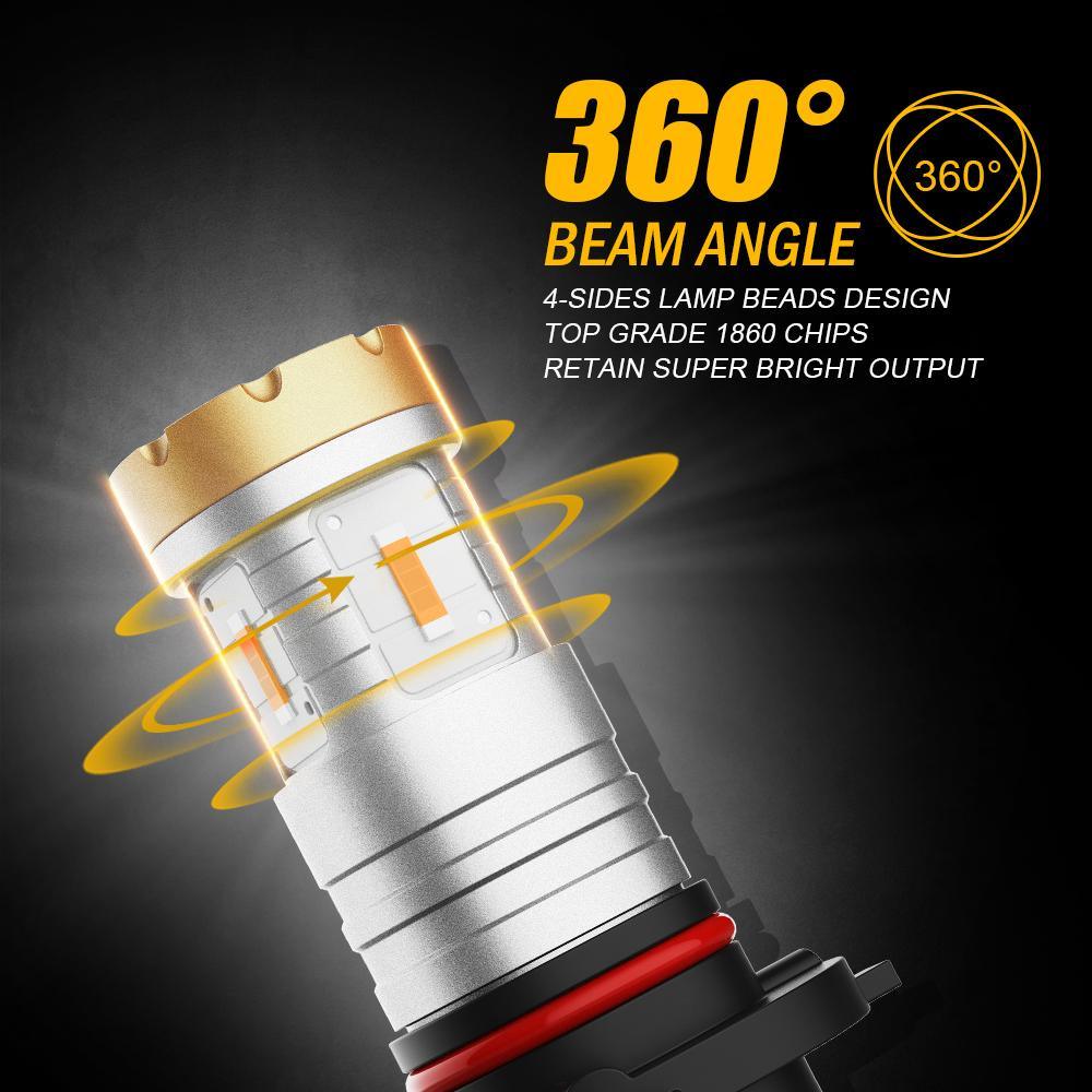 Auxbeam 9006 / H10 / 9145 / 9140 / HB3 / HB4 LED Fog Light & DRL Bulbs – Crown Series, 20W, 4000LM, Deep Blue (2 Pack)
