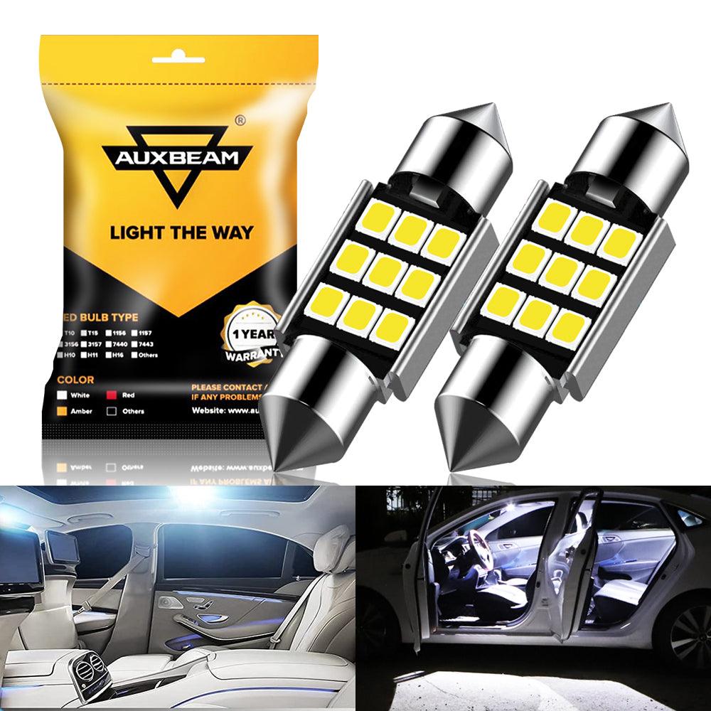 Auxbeam 36mm DE3174 Festoon LED Interior Light Bulbs – 2.7W, 300LM, 6500K White (2 Pack)