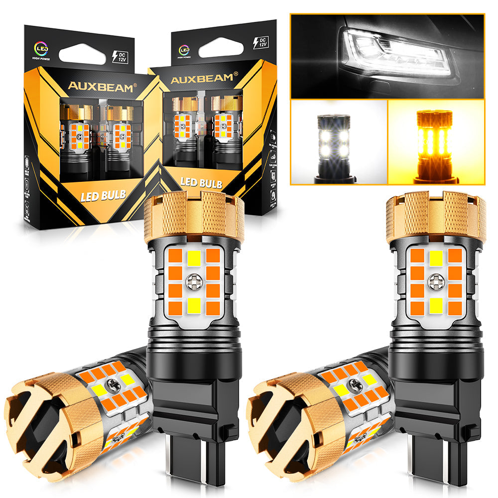 Auxbeam T25 / 3157D LED Turn Signal & DRL Bulbs – B21-PRO Series, 50W, 4000LM, Switchback White & Amber, CAN-Bus Error-Free (2 Pack)