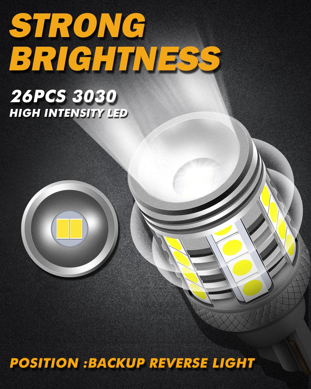 Auxbeam 912 / 921 T15 W16W LED Reverse & Backup Light Bulbs – B3 Series, 20W, 350% Brighter, 6500K White, CAN-Bus Error-Free (2 Pack)
