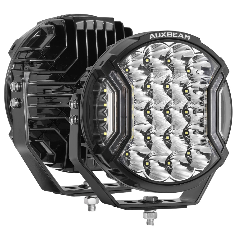 Auxbeam V-ULTRA Series 9" LED Side Shooter Driving Lights – 300W, White, Amber DRL