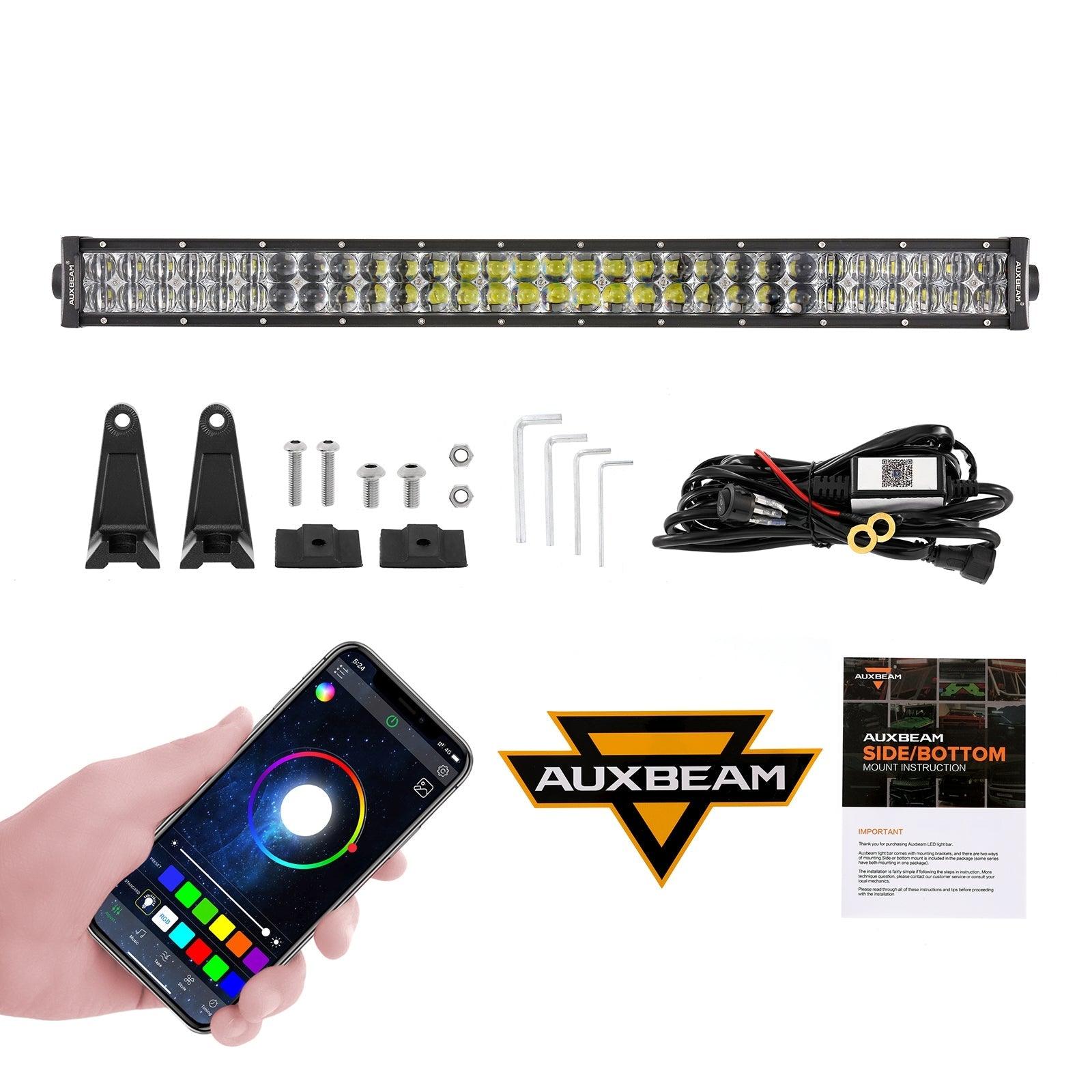 Auxbeam V-PRO Series RGBW LED Light Bar – 22"/32"/42"/52", Color-Changing, Off-Road