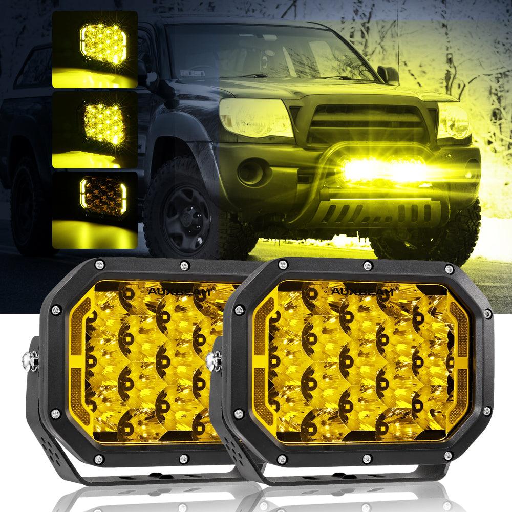 Auxbeam 7x5" Rectangle LED Pods – Amber Spot Beam with DRL