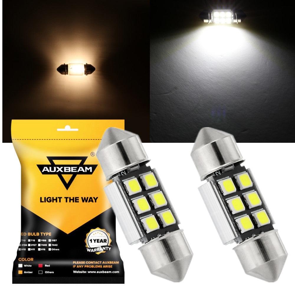 Auxbeam 31mm DE3175 / DE3021 / DE3022 Festoon LED Interior Light Bulbs – 2.7W, 200LM, 6500K White (2 Pack)