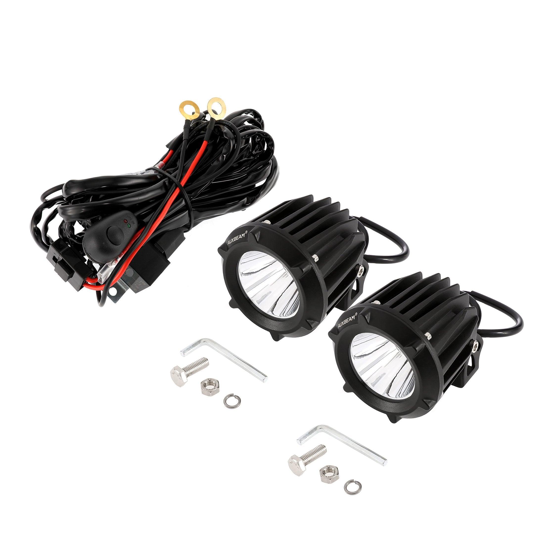 Auxbeam 3.5" 50W LED Driving Lights – Round/Square Combo Beam, White/Yellow, with Wiring Harness for SUV, ATV, UTV, Trucks, Pickup & Boat