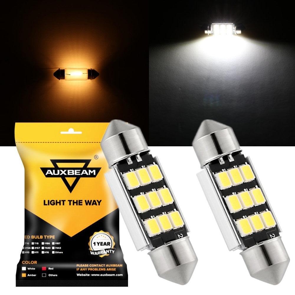 Auxbeam 36mm DE3174 Festoon LED Interior Light Bulbs – 2.7W, 300LM, 6500K White (2 Pack)