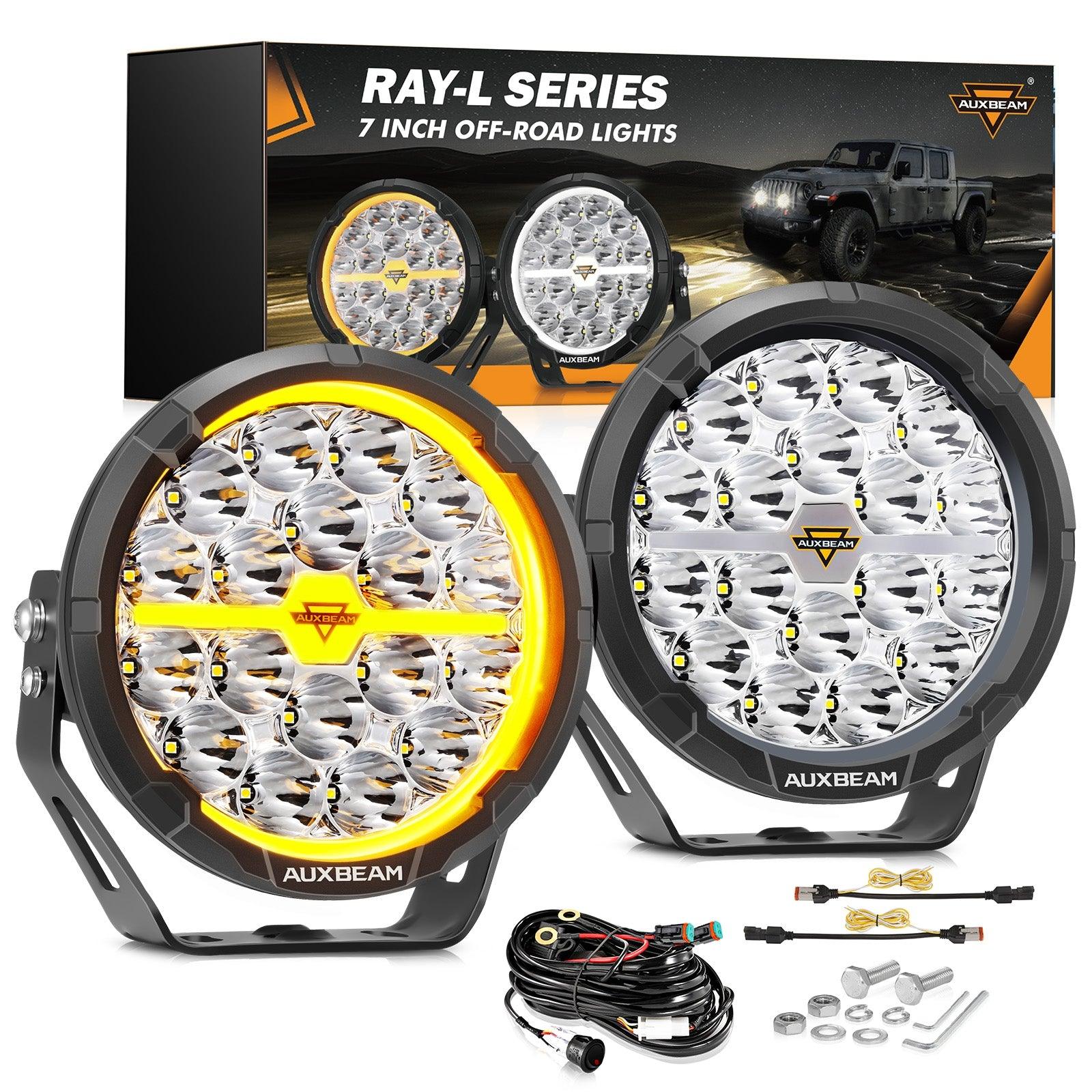 Auxbeam RAY-L Series 7" LED Driving Lights – 240W, 25,800LM, Dual DRL
