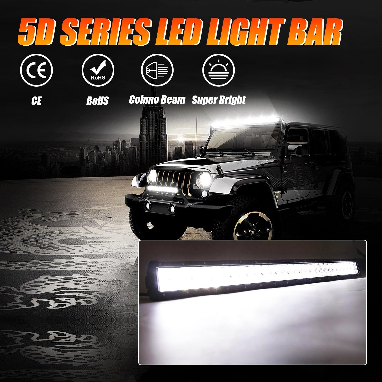 Auxbeam 5D Series 50" LED Light Bar – Straight/Curved, Double Row, Combo Beam