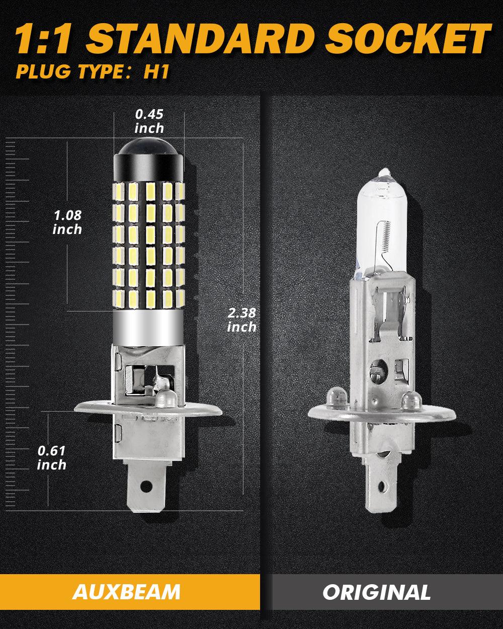 Auxbeam H1 LED Fog Light & DRL Bulbs – 6W, 2000LM, 6500K White (2 Pack)