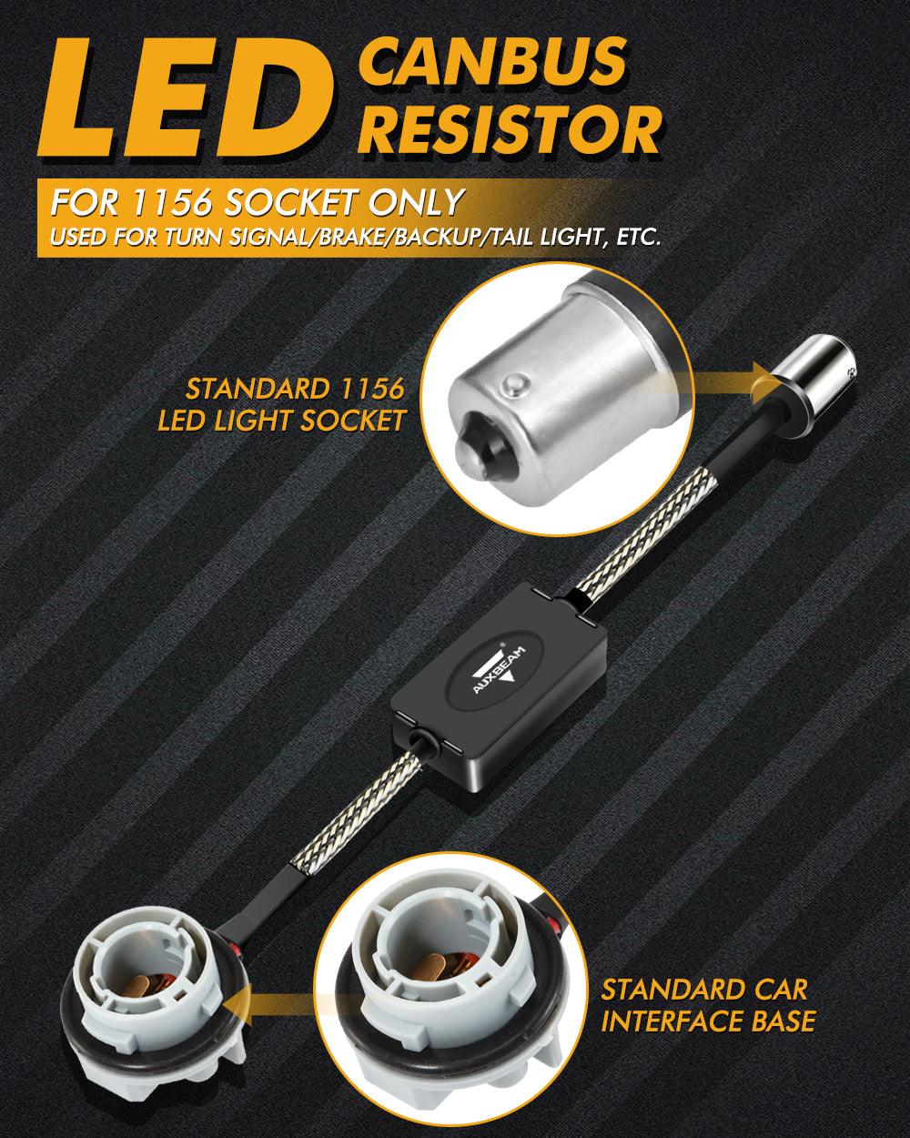 Auxbeam 1156 C8 Model CANBUS Decoder Resistors – Anti-Flicker, Hyper Flash Fix, Turn Signal Error Code Elimination (2 Pack)