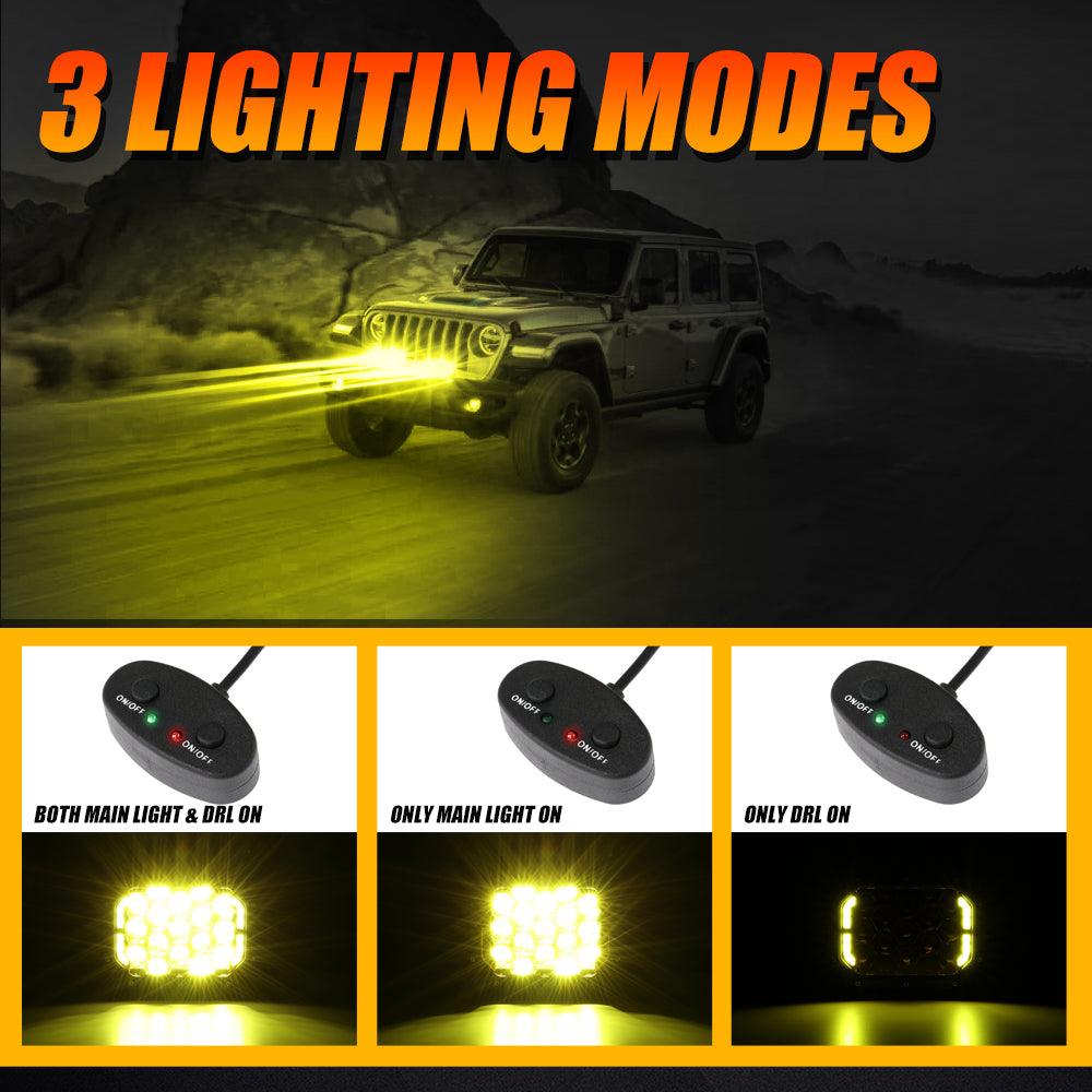 Auxbeam 7x5" Rectangle LED Pods – Amber Spot Beam with DRL
