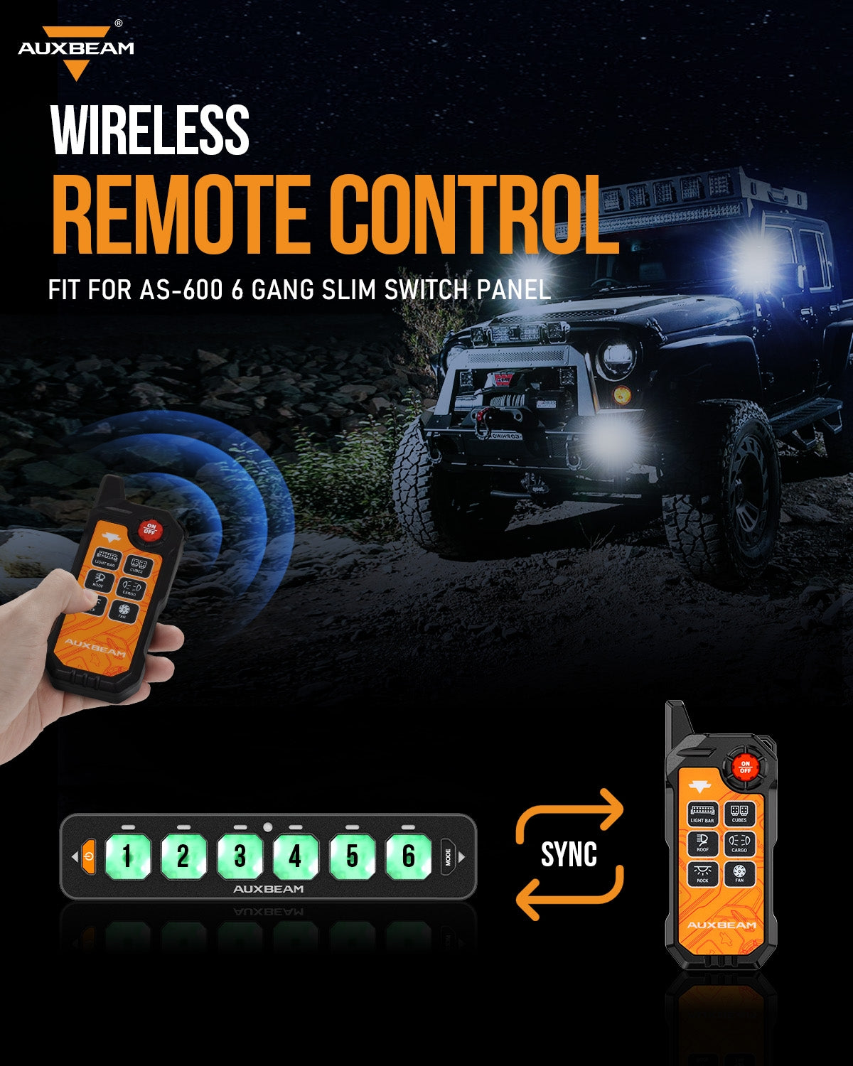 Auxbeam 6 Gang Wireless Remote Control Only for AS-600 Switch Panel