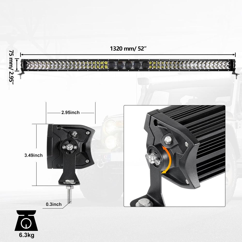 Auxbeam 5D-PRO Series 52" LED Light Bar – 55,000LM, Spot Beam, Off-Road