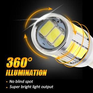 Auxbeam 7440 / 7440A LED Bulbs – 33LED Series, Backup/Reverse/Turn Signal/Brake/Tail Lights, 20W, 4000LM, 6500K White (2 Pack)