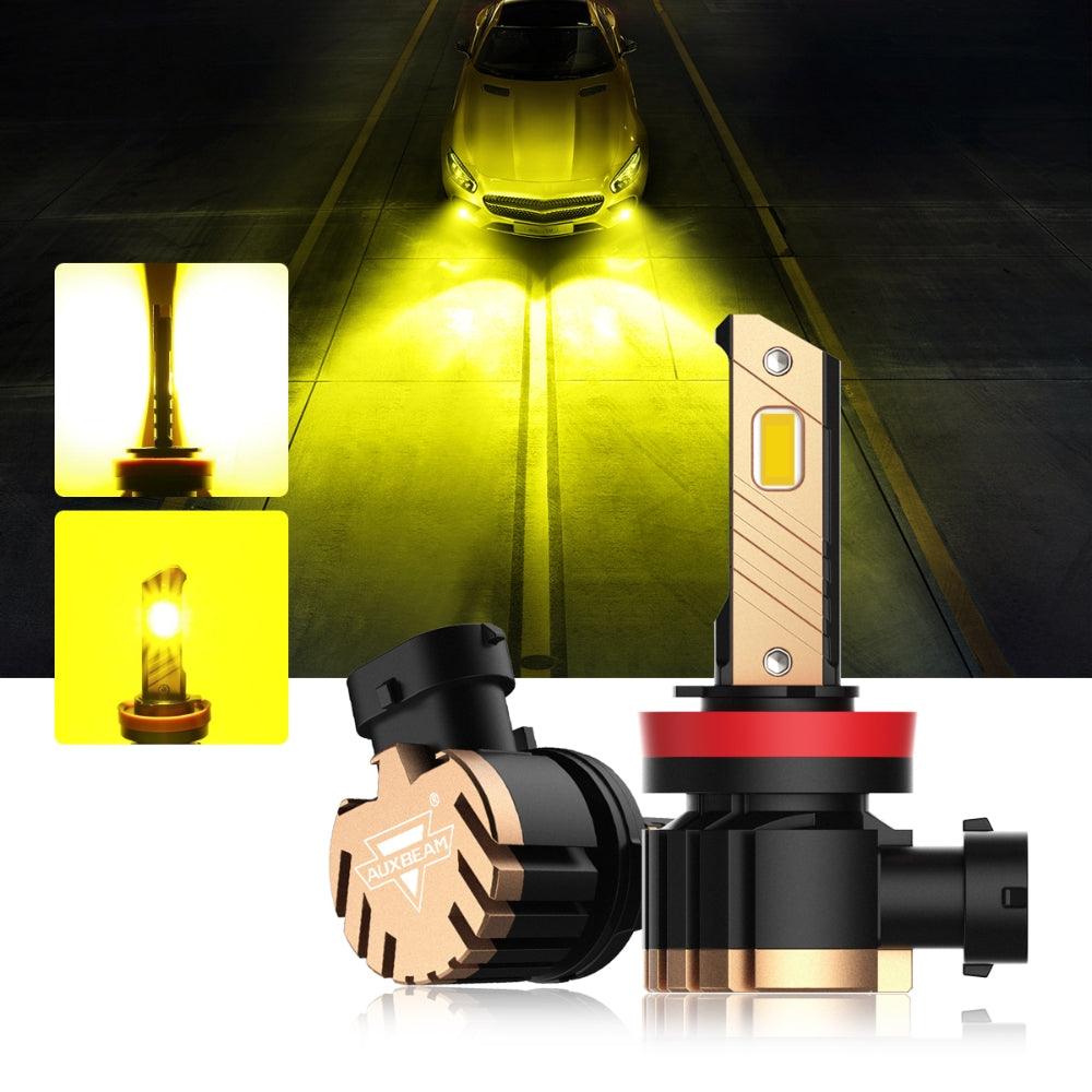Auxbeam H11 / H9 / H8 / H16JP LED Fog Light & DRL Bulbs – Z3 Series, 44W, 8000LM, 3000K Golden Yellow (2 Pack)