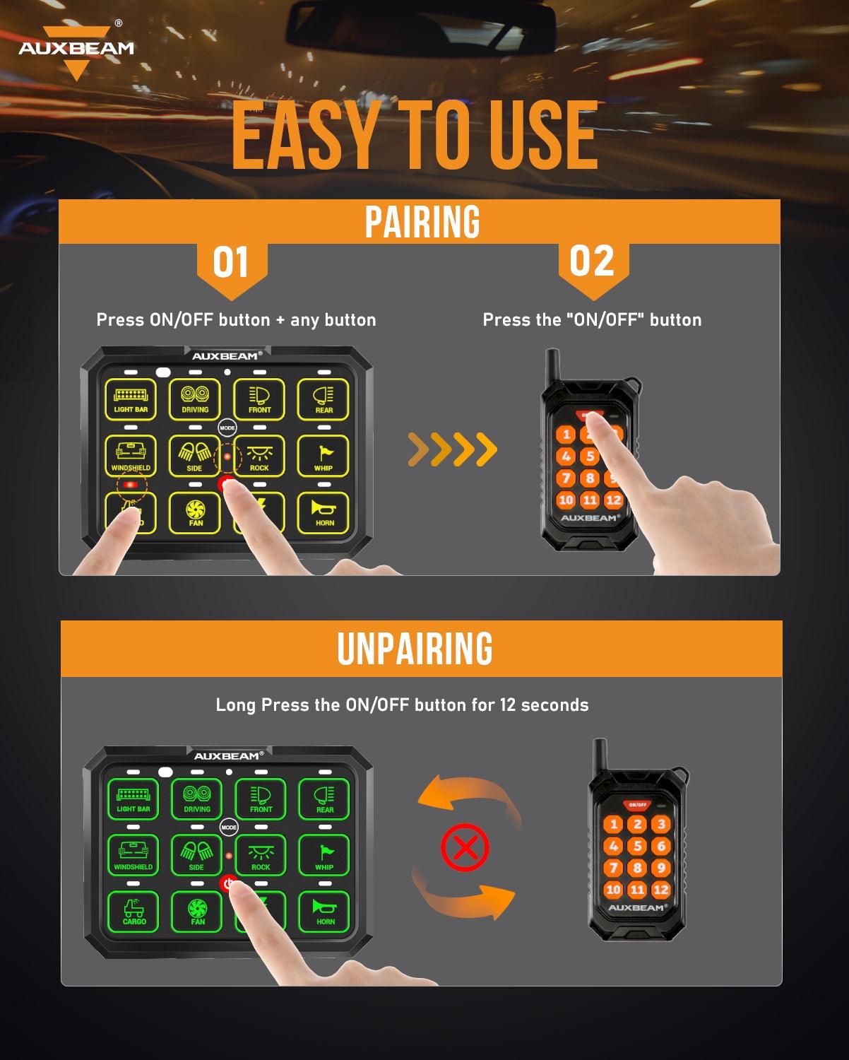 Auxbeam 12-Gang Wireless Remote Control – For AC-1200 Switch Panel
