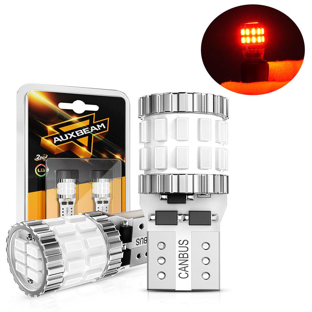 Auxbeam 168 / 2825 W5W T10 LED Bulbs – B1 Series, 3W, Red, 400% Brighter, CANBUS Error-Free, License Plate / Side Marker / Interior Lights (2 Pack)