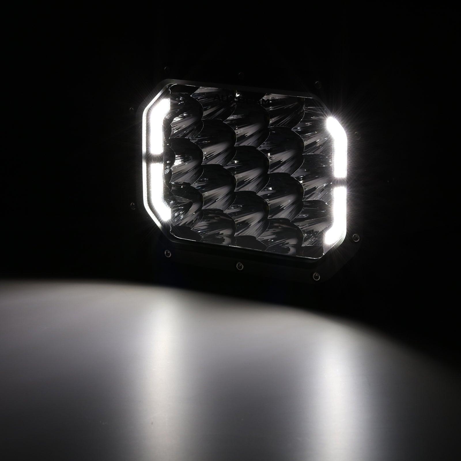Auxbeam 7x5" Rectangle LED Pods – White Spot Beam with DRL