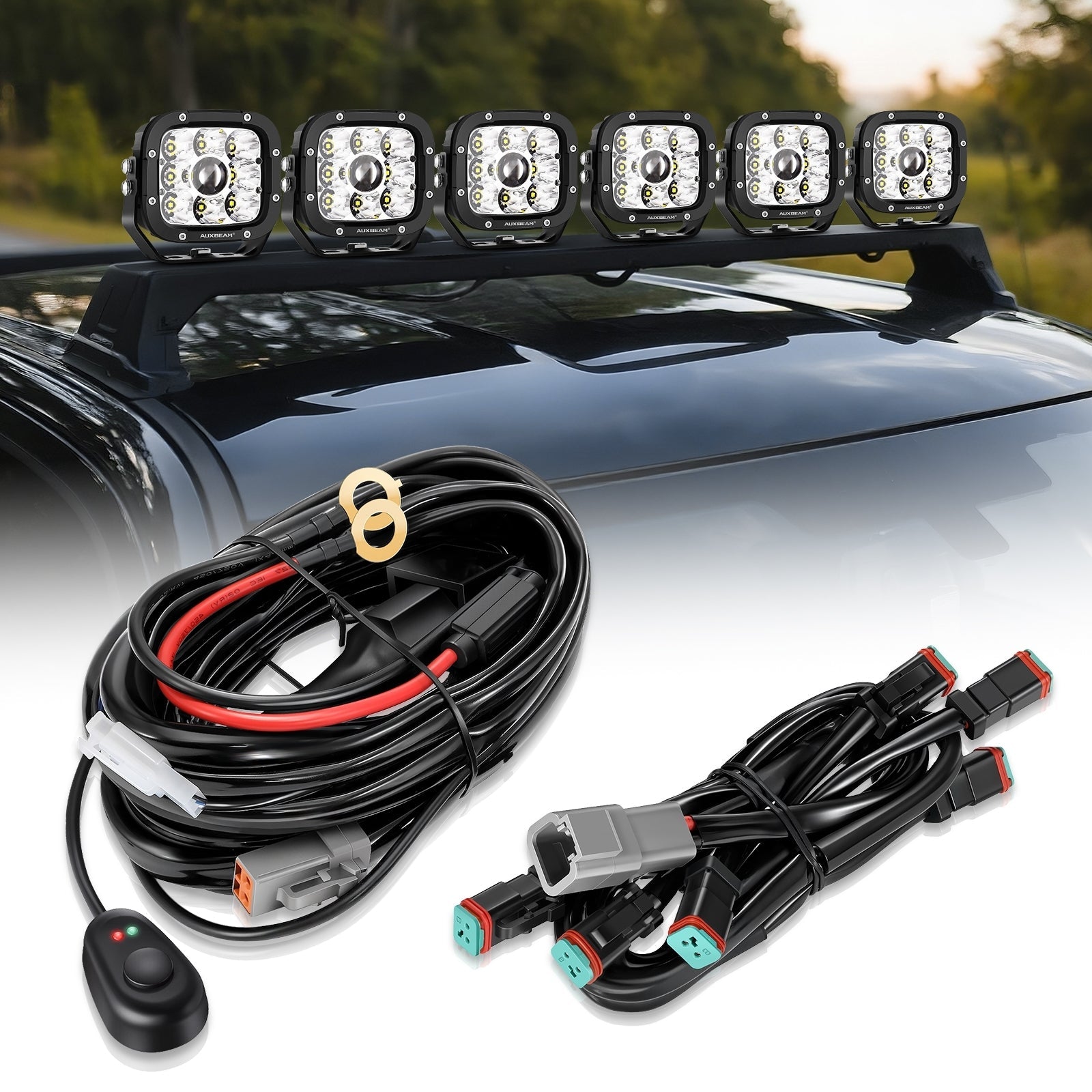 Auxbeam 6-LED Pod Light Wiring Harness Kit – 2-Pin DT Plug