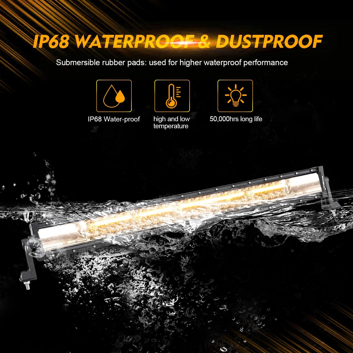 Auxbeam 6 Modes Series 30" LED Light Bar – White & Amber, Straight, Off-Road