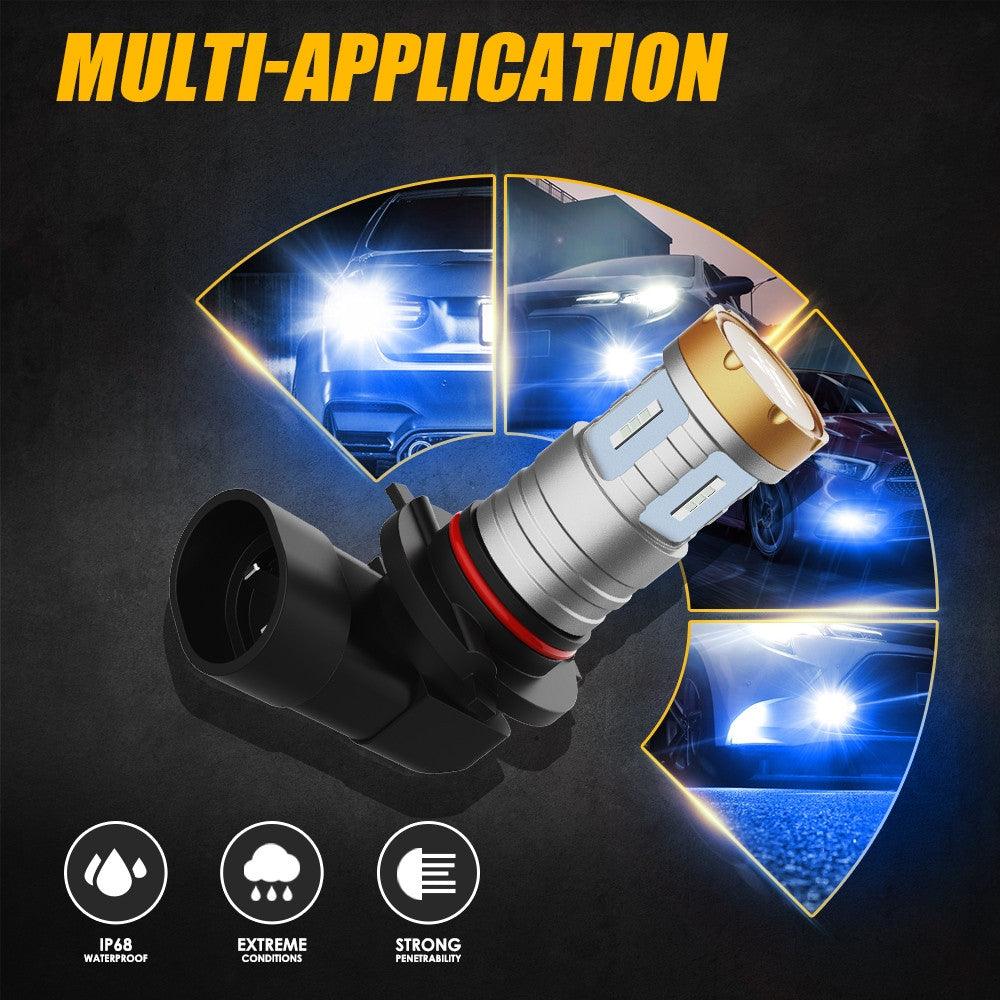 Auxbeam 9006 / H10 / 9145 / 9140 / HB3 / HB4 LED Fog Light & DRL Bulbs – Crown Series, 20W, 4000LM, Deep Blue (2 Pack)
