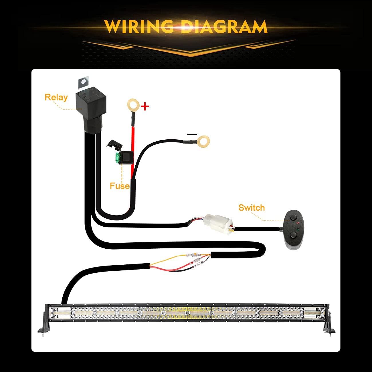 Auxbeam 6 Modes Series 50" LED Light Bar – Curved, White & Amber, Off-Road