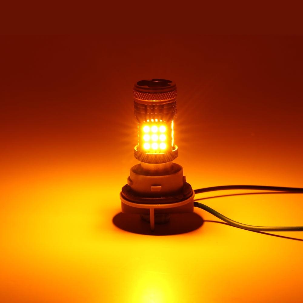 Auxbeam 1156 BA15S LED Turn Signal Bulbs (Front/Rear, Side Marker) – B21 Series, 56W, 600% Brighter, 3000K Amber, CAN-Bus Error-Free (2 Pack)