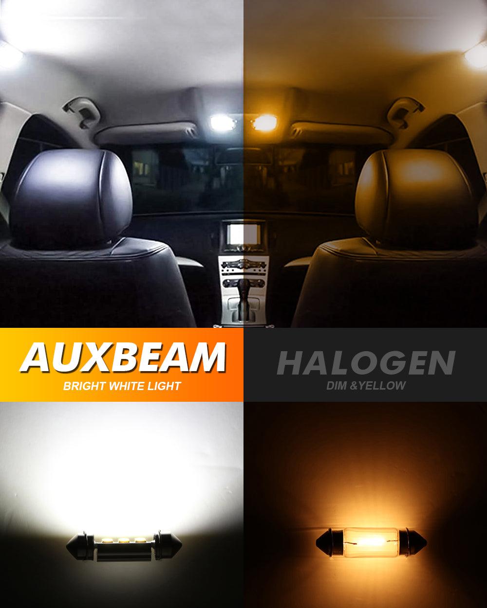 Auxbeam 36mm DE3174 Festoon LED Interior Light Bulbs – 2.7W, 300LM, 6500K White (2 Pack)