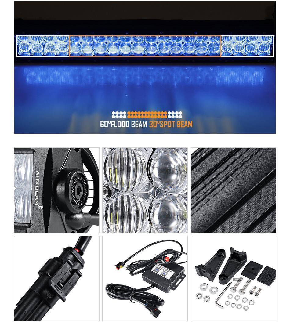 Auxbeam V-Series 22" RGB LED Light Bar – Straight/Curved, Color-Changing, Off-Road