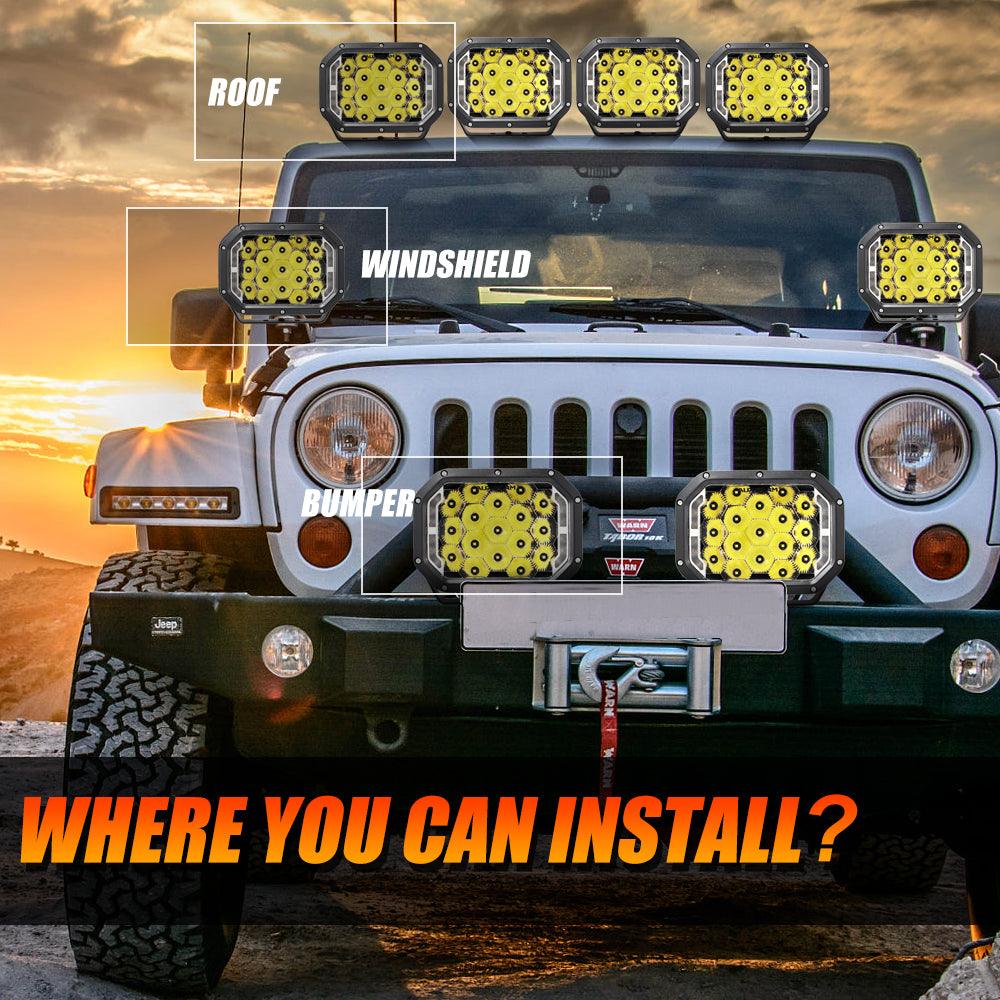 Auxbeam 7x5" Rectangle LED Pods – White Spot Beam with DRL