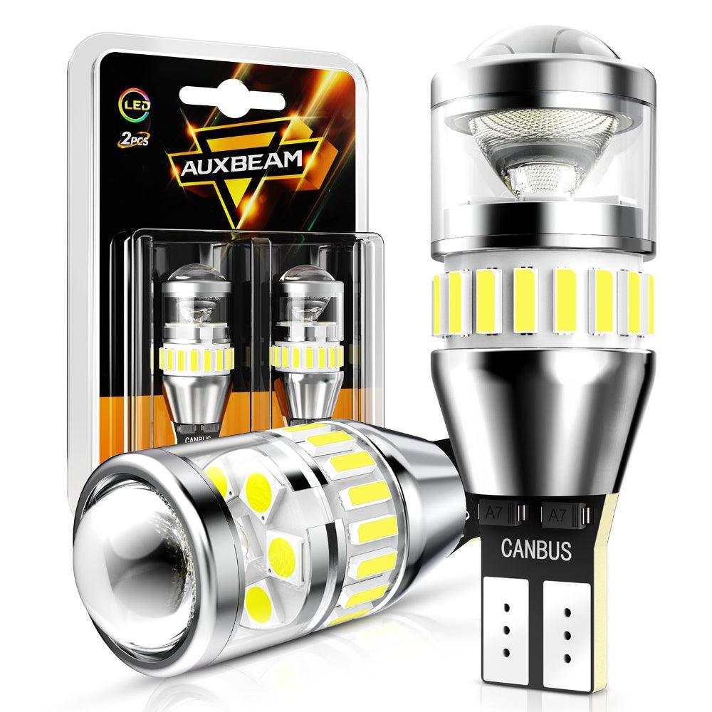 Auxbeam 912 / 921 T15 W16W LED Backup, Brake & Tail Light Bulbs – B1 Series, 10W, 4000LM, 6500K White (2 Pack)