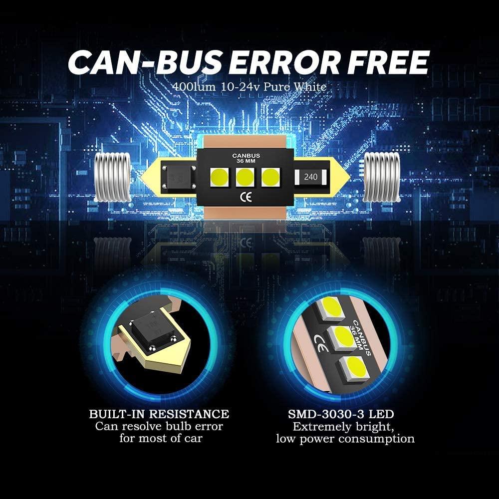 Auxbeam CANBUS Festoon LED Bulbs – Interior Dome, Map & License Plate Lights