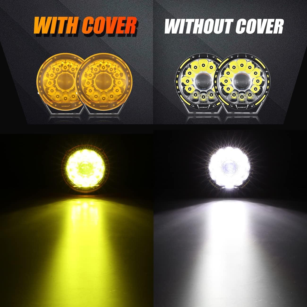 Auxbeam 7" Round LED Light Covers – Amber (2-Pack)