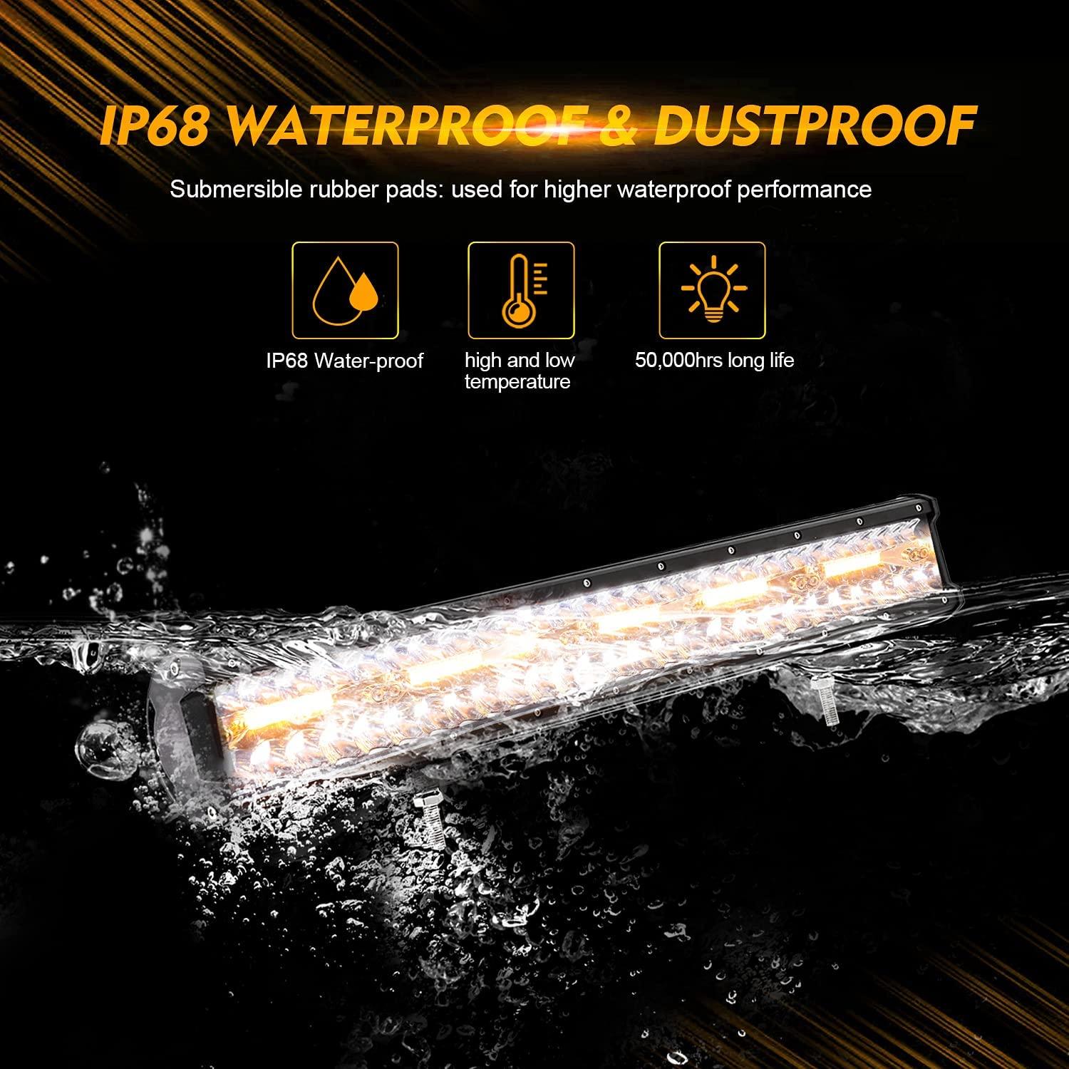 Auxbeam 6 Modes Series 20" LED Light Bar – White & Amber, Off-Road