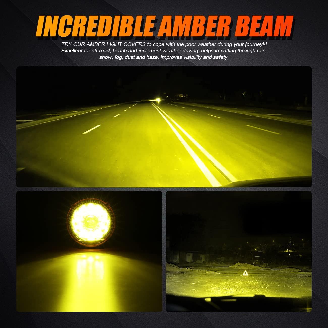 Auxbeam 7" Round LED Light Covers – Amber (2-Pack)