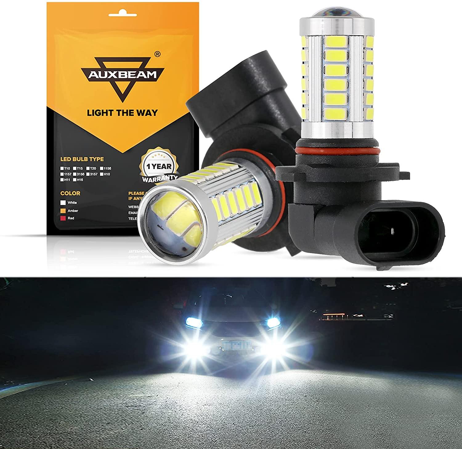 Auxbeam H10 / 9145 / 9140 / HB3 LED Fog Light & DRL Bulbs – 33LED Series, 50W, 4000LM, 6500K White (2 Pack)